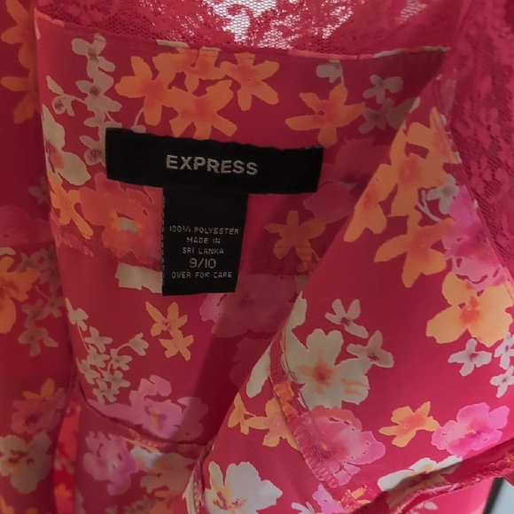 Express Vibrant Pink Floral Dress - Picture 3 of 3